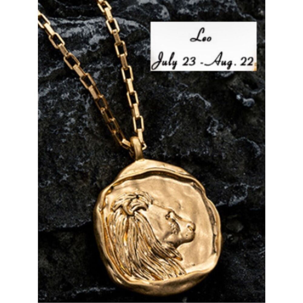 Gold Leo Zodiac Lion Pendant Necklace - Women Jewelry